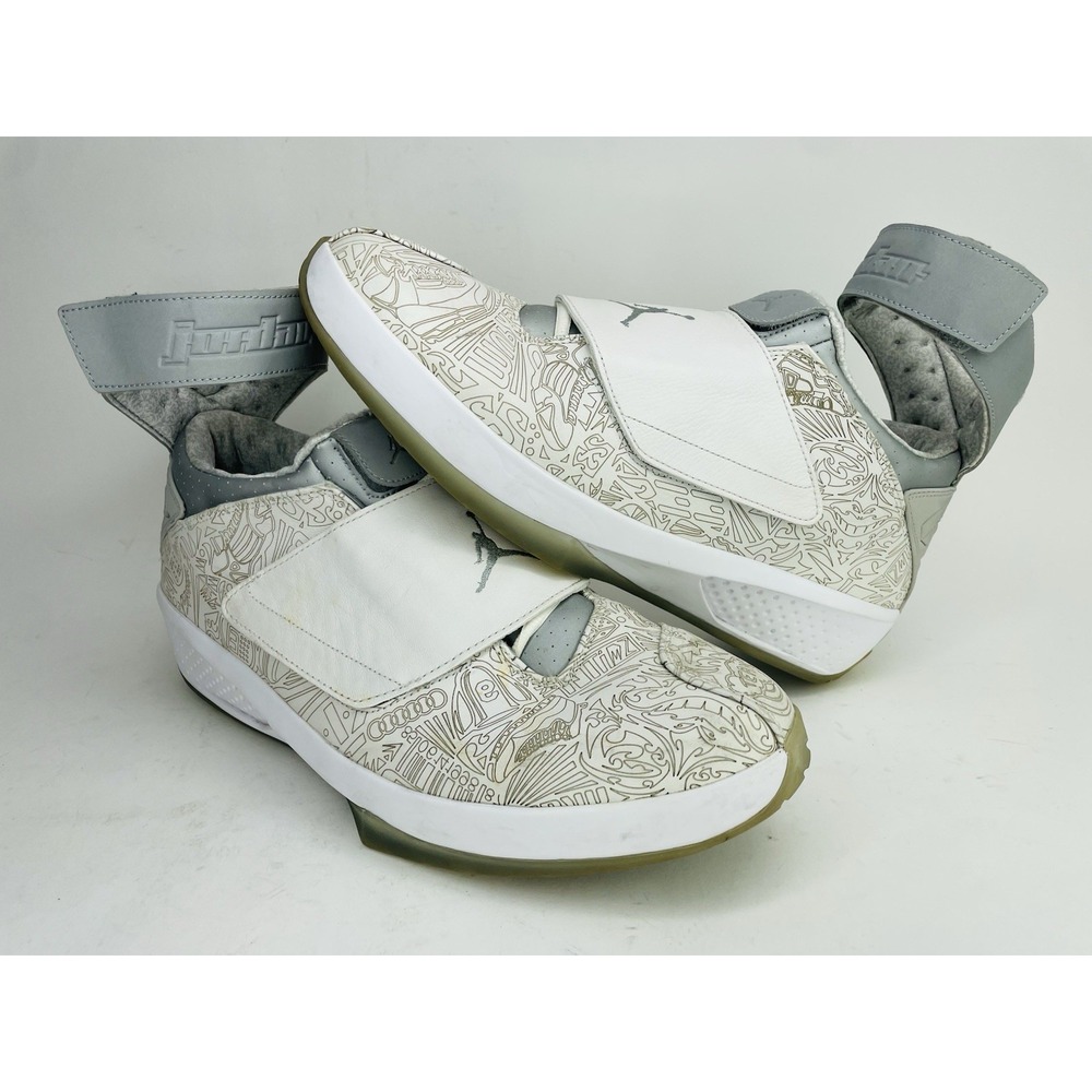 AIR JORDAN 20 LASER RETRO SIZE 13 WHITE METALLIC SILVER 743991 100